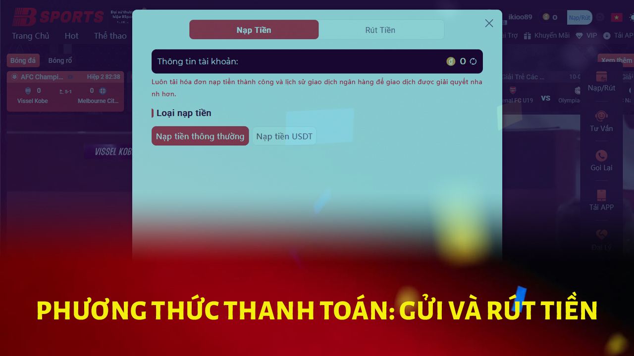 Cách dễ nhất để gửi tiền vào Bsports là thông qua tiền điện tử.